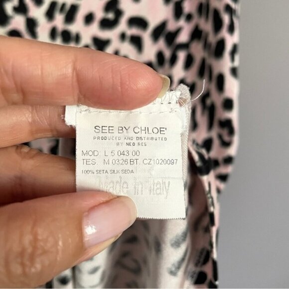 See by Chloe Pink Leopard Print Silk Jersey Asymmetric Dress - 6 🇮🇹 - Picture 7 of 10
